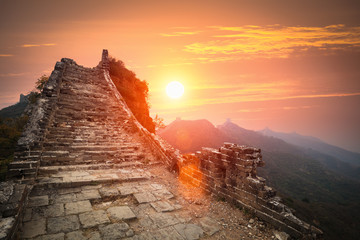 Poster - the great wall ruins in sunrise