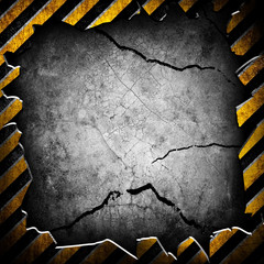 cracked wall with warning stripes frame