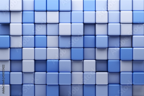 Naklejka - mata magnetyczna na lodówkę Abstract background of blue cubes. 3D Illustration