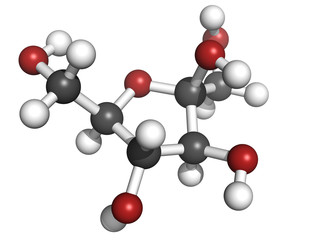 Wall Mural - Fructose fruit sugar molecule, chemical structure