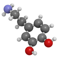 Poster - dopamine neurotransmitter molecule, chemical structure