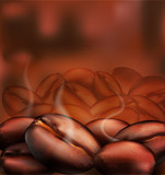 Fototapeta Kwiaty - vector background with coffee beans close-up