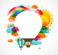 Hot Air Balloon, Colorful Abstract Vector Background