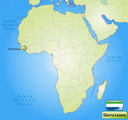  Übersichtskarte von Sierra Leone mit Landesflagge