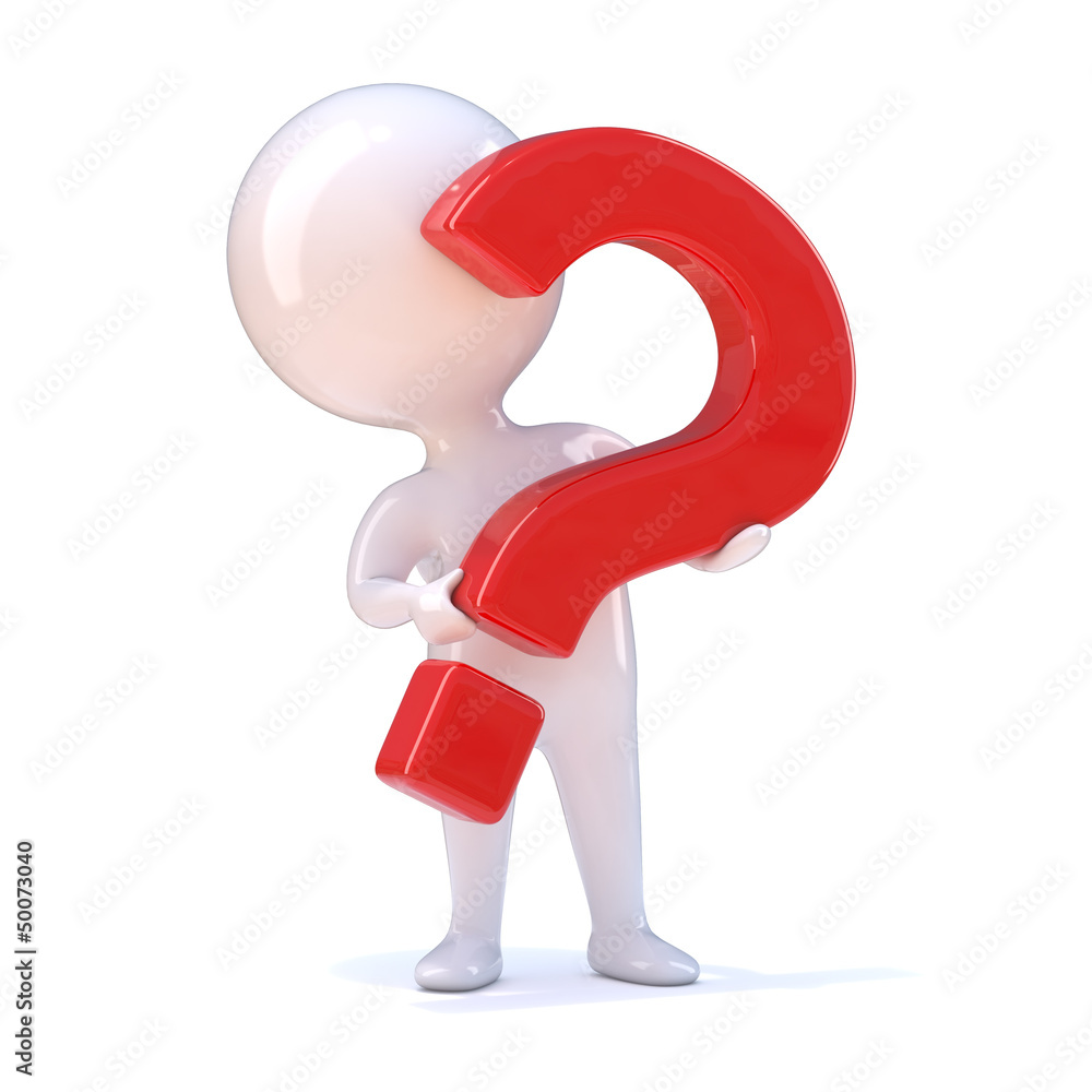 Small Question Man Little man holds a red Question Mark Stock Illustration | Adobe Stock