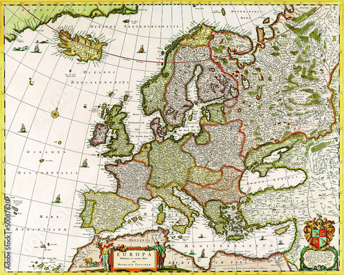 Fototapeta na wymiar Europe old map 1640