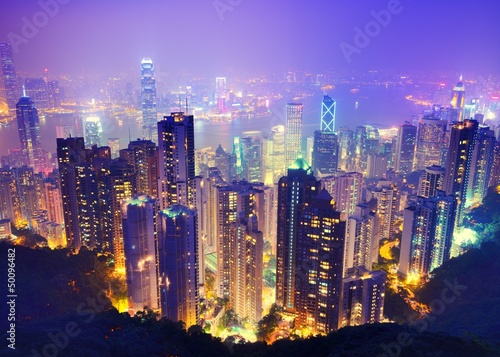 Plakat Hongkong w nocy