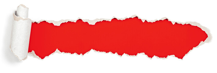 red header in torn paper hole