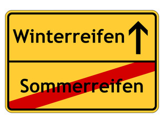 Wall Mural - Sommerreifen - Winterreifen