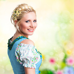 Wall Mural - attraktive blonde Frau im Dirndl