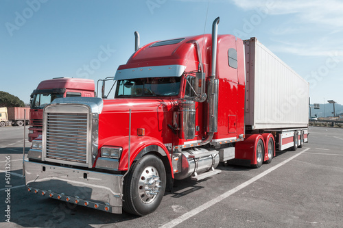 Fototapeta na wymiar red US Truck with chrome parts