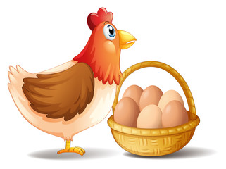 Poster - The mother hen and a basket of eggs