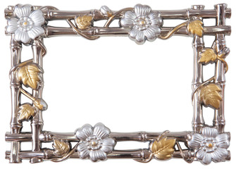 Sticker - flower silver and gold frame