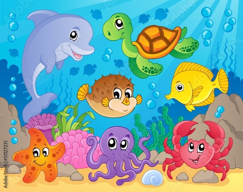 Naklejka dekoracyjna Coral reef theme image 5