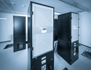 Poster - server cabinets inside data center room