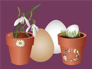 Wall Mural - Easter flowerpot