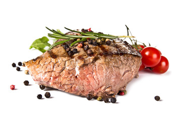 Sticker - Beef steak medium grilled, isolated on white background