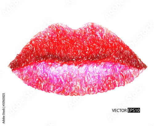 Naklejka - mata magnetyczna na lodówkę Abstract vector womans lips.