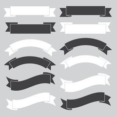 old ribbon banner ,black and white.