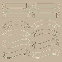 Wall Mural - old ribbon banner ,black and white.