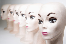 Group Of Bald, Female Mannequin Heads