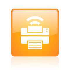 Fototapete - print orange square glossy web icon