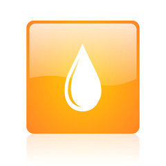 Poster - water drop orange square glossy web icon