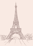 Fototapeta Boho - Vector drawing from a series of landmarks. The Eiffel Tower in P