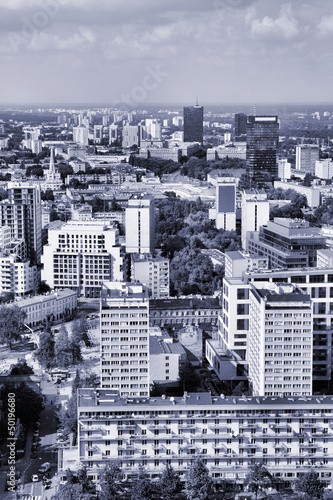 Naklejka samoprzylepna Warszawa, polska - widok z lotu ptaka