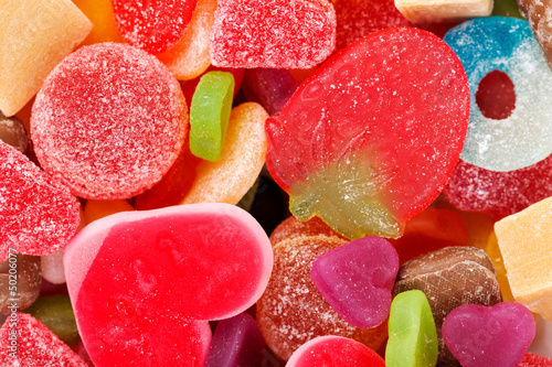 Fototapeta na wymiar Mixed colorful jelly candies