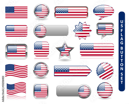Us Flag Icon Set Usa United States Of America Icons Stars Buy