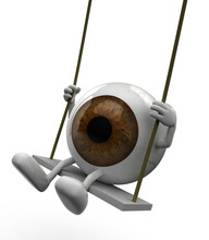 Eyeball With Arms And Legs On A Swing