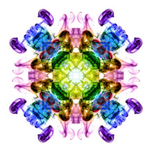 Colorful Fractal Smoke Pattern, Kaleidoscope Forms