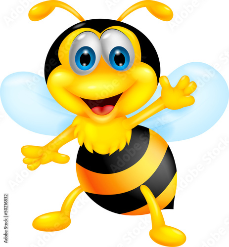 Fototapeta na wymiar Funny bee cartoon waving