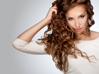 Woman with Beautiful Curly Hair