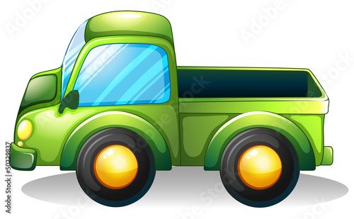 Fototapeta na wymiar A green truck