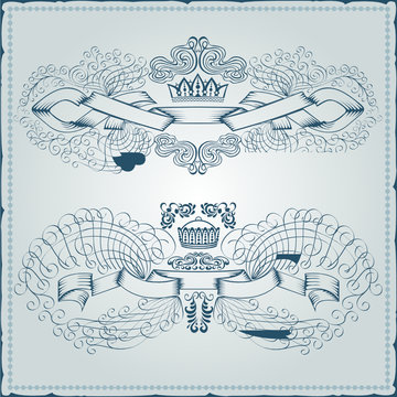 heraldic vintage royal banner element monogram engraving
