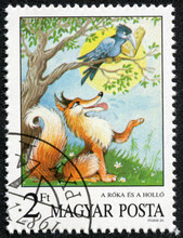 Stamp Shows The Fox And The Crow, Aesops Fables