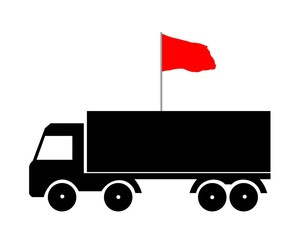 Canvas Print - Drapeau rouge sur un camion