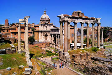 Wall Mural - View over the ancient ruins of the Roman Forum, Rome, Italy