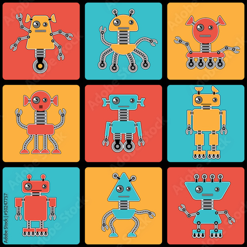 Tapeta ścienna Wzór robotów kreskówka.