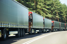 Lorry Trucks In Traffic Jam