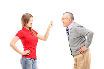 Sticker - Angry father shouting at his daughter