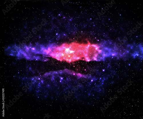 Naklejka samoprzylepna Starfield z mgławicą i kilkoma jasnymi gwiazdami w centrum.