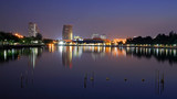 Fototapeta  - Cityscape at twilight on Benjakitti in Bangkok, Thailand