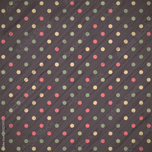 Plakat na papierze fotorealistycznym Grunge vintage retro tło z kropkami polka