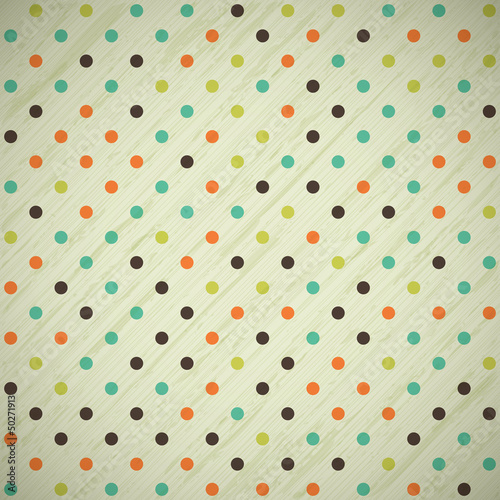 Plakat na papierze fotorealistycznym Grunge vintage retro tło z kropkami polka