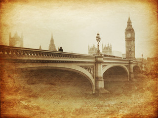 Wall Mural - Vintage Retro Picture of Big Ben / Houses of Parliament (London)