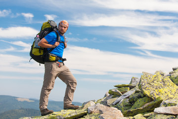 Wall Mural - Hiking in Carpathian mountains