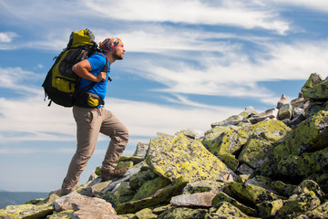 Wall Mural - Hiking in Carpathian mountains